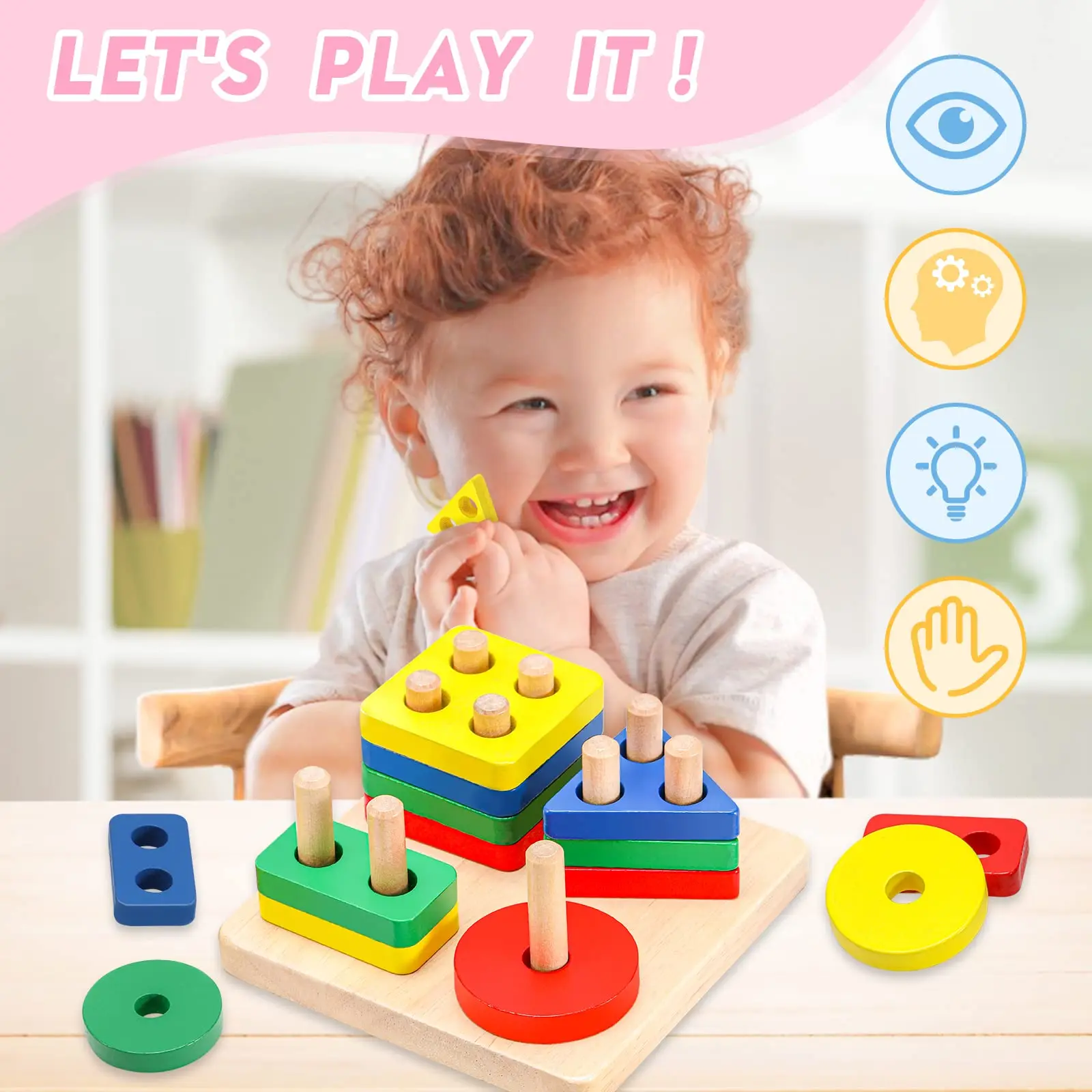 Montessori Wooden Toy Kids Baby Activity Cube Developmental Games Educational Learning Toys Wood Puzzle Sensory Toys 1 2 3 Years