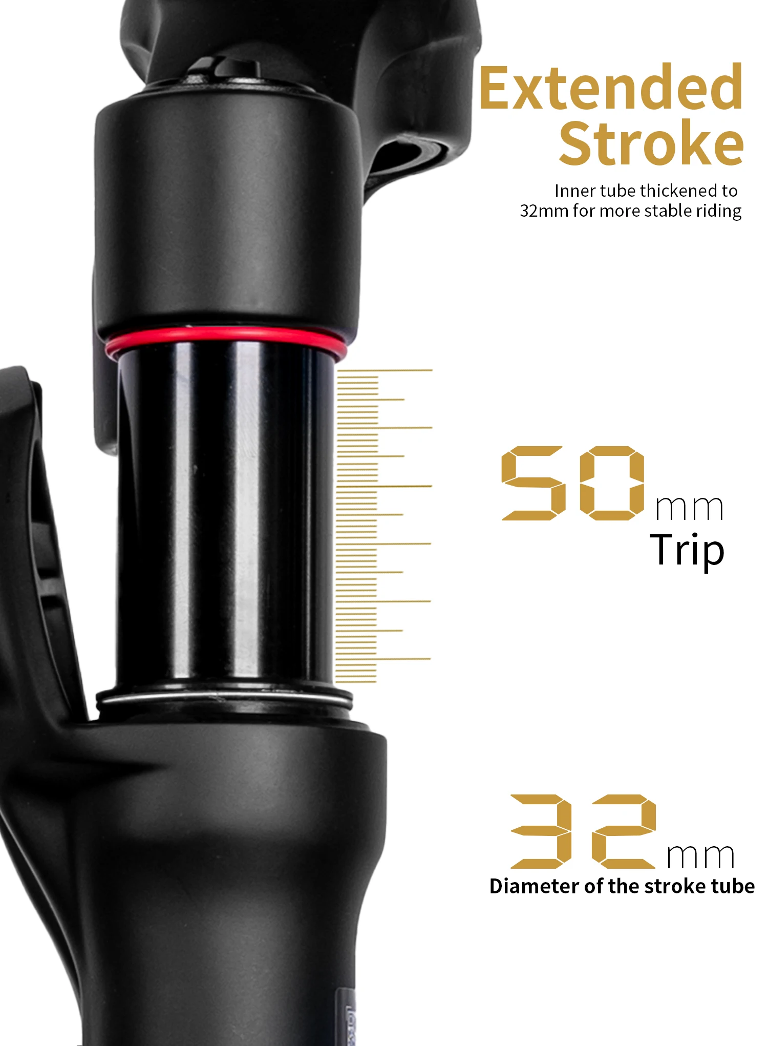 ZOOM 50mm Gravelbike-Rennrad-Stoßdämpfer-Luftfedergabel mit Lockout und Rückpralldämpfung für Ihr Fahrrad – Detail 4