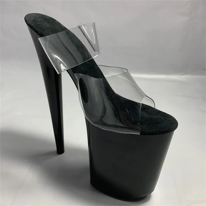 جديد الصيف المرأة 23 سنتيمتر عالية الكعب منصة مقاومة للماء واضح حزام مشبك الصنادل عارية مثير موضة كبيرة الحجم خنجر الأحذية