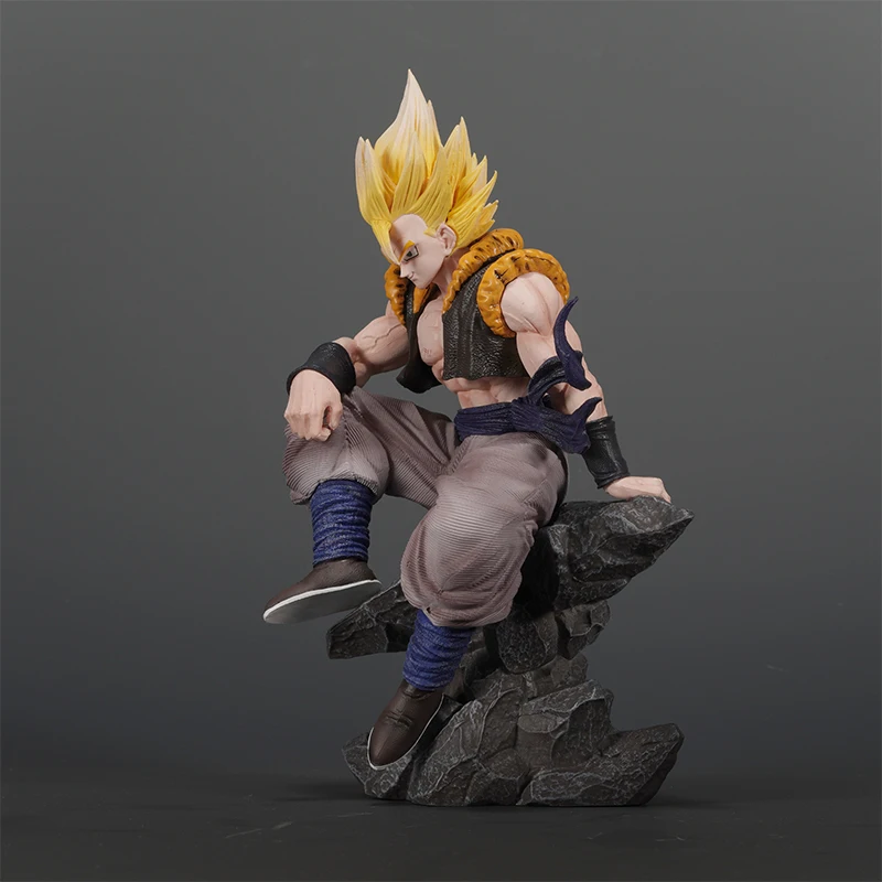 23cm Anime Dragon Ball Figure Gk Gogeta Three Head Replaceable Sitting Posture Gogeta Figures Pvc Model Doll Ornaments Toy Gift