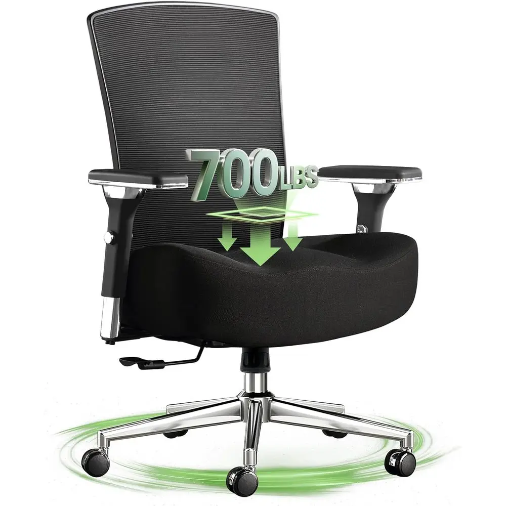 

Эргономичное офисное кресло повышенной прочности: нагрузка до 317 кг, широкая подушка, регулируемая поясничная опора, 4D-подлокотники