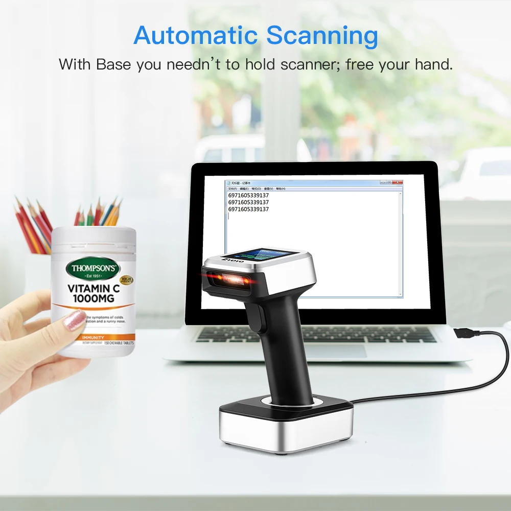 Imagem -05 - Eyoyo Ey1900 1d Ccd Bluetooth Barcode Scanner com Tela Lcd Mostrar Nome do Produto e Preço Suporte Tempo Prefixo Sufixo Scanning