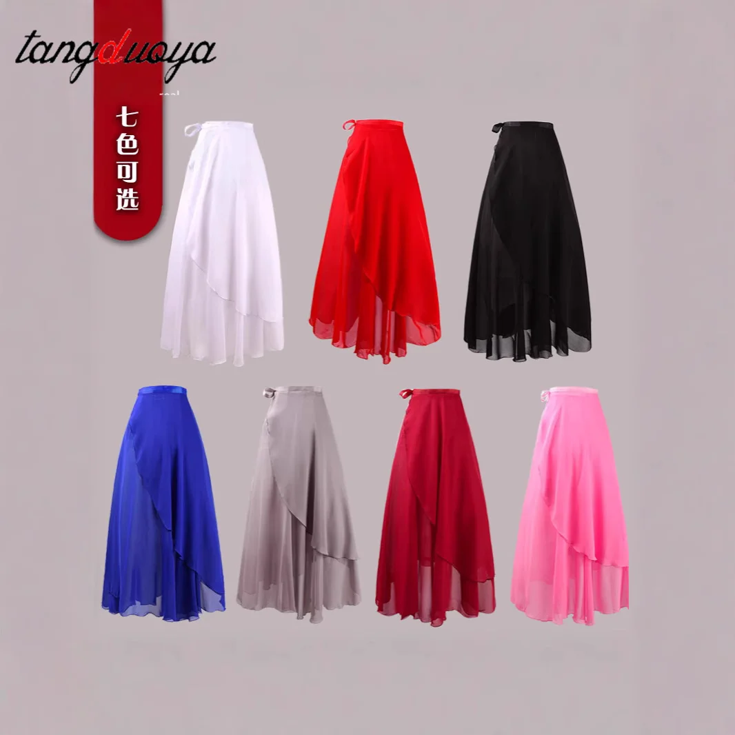 Chiffon Ballet Dance Skirt Dance Skate Wrap Scarf Gymnastics Ballerina Lyrical Long Ballet Skirt Ballet Dance Dress Women