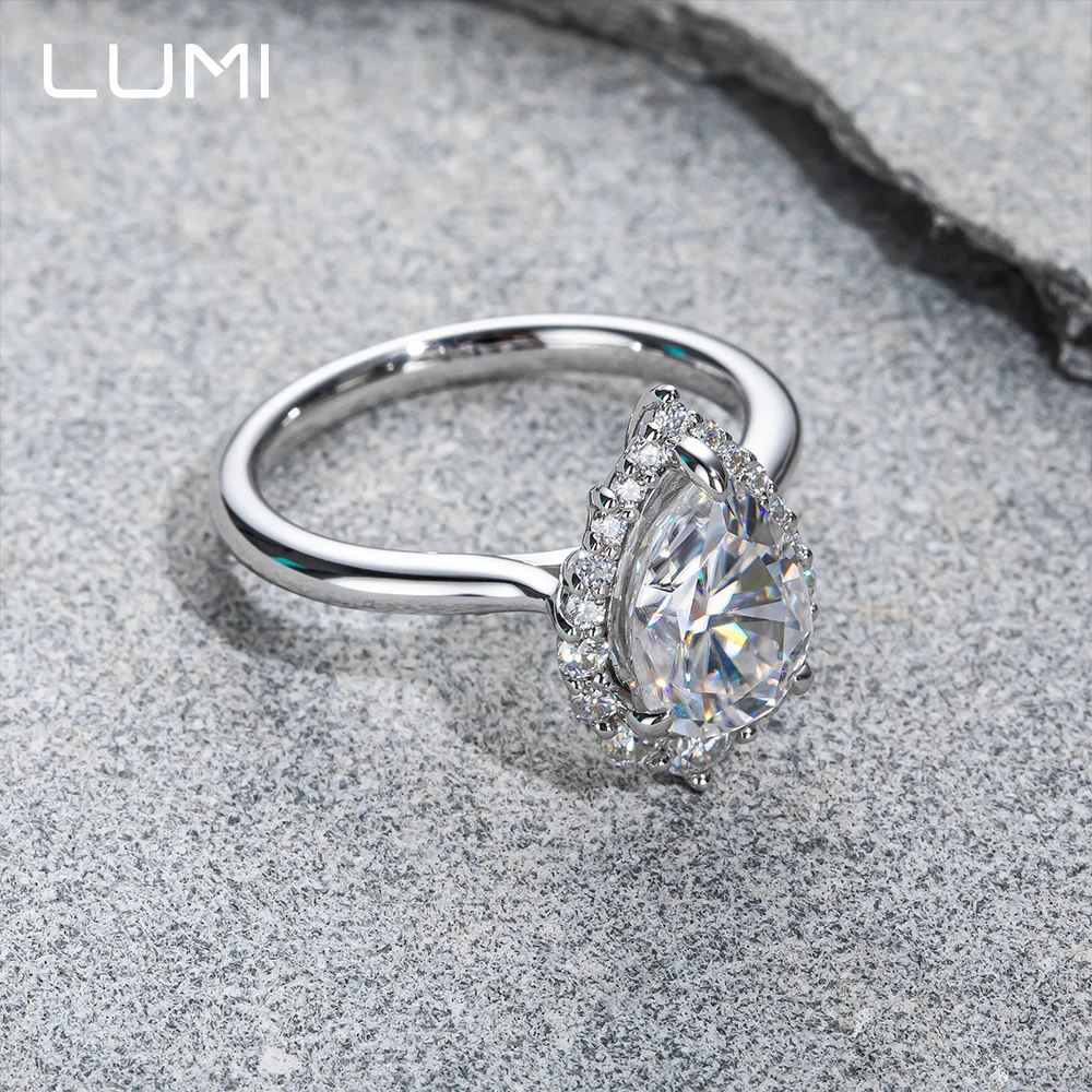 2025 New 2.5ct Waterdrop Shape Moissanite Lady Ring S925 Silver Fine Jewelry Party Anniversary Birthday Present