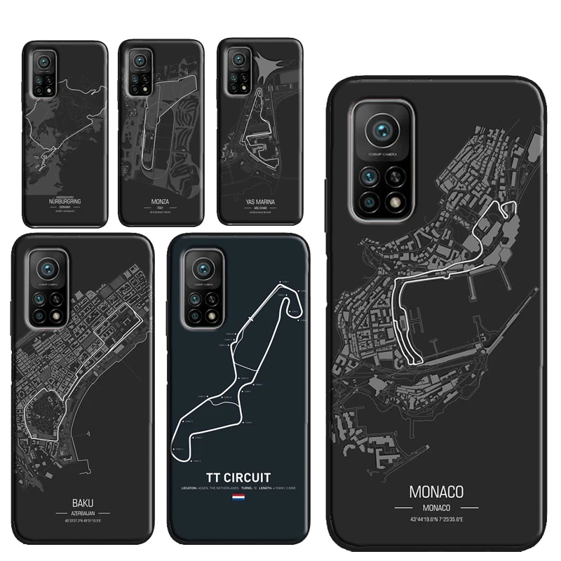 Formula 1 Racing Circuit Case For Xiaomi 11T Pro 12 12X Mi 11 Lite Cover For POCO X3 Pro X3 GT M3 M4 F1 F3 X4 Pro