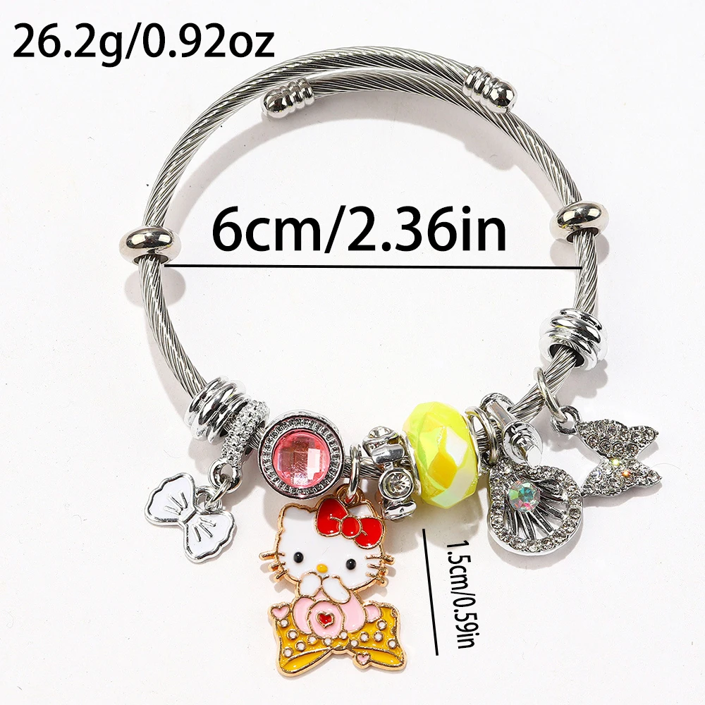 Anime Sanrio Hello Kitty bransoletka moda kreskówka stop cynku kroplówka oleju Kawaii bransoletka wisiorek akcesoria prezent