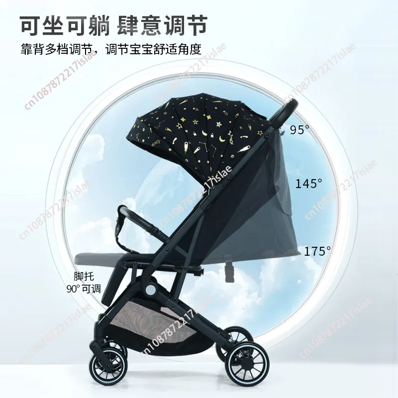 Baby stroller can sit and lie down three folds with tie rod baby goes out ultra-light portable child stroller shock absorption