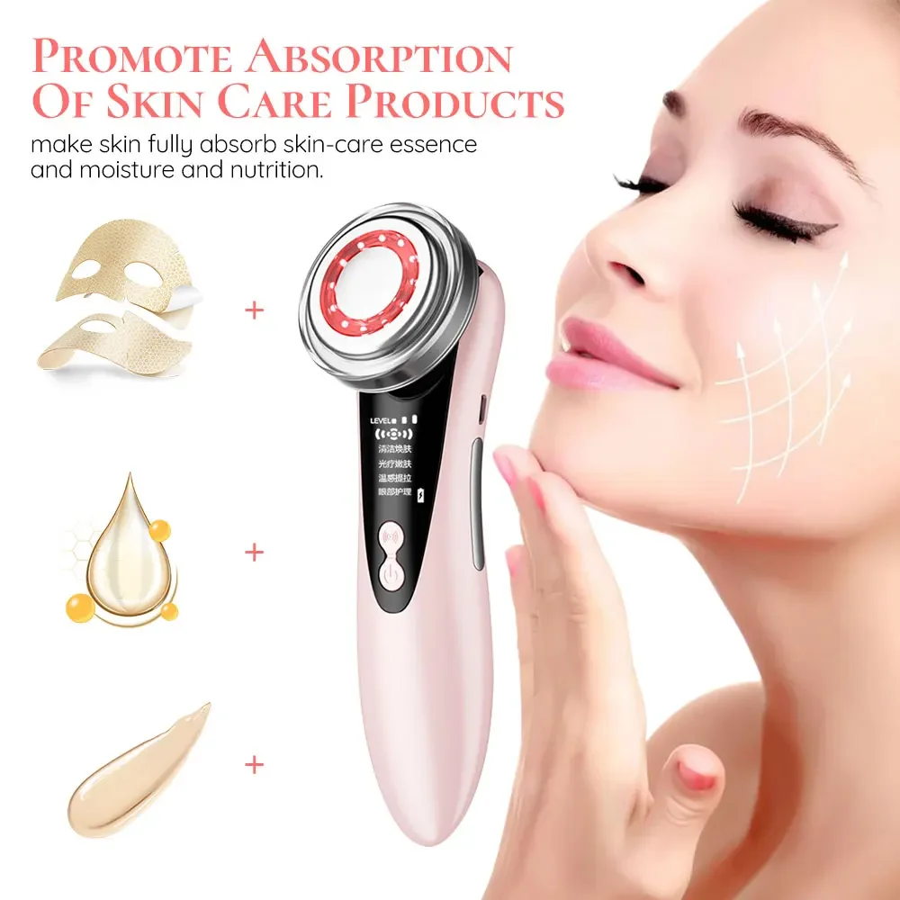 Electric Facial Massager Radio Mesotherapy Skin Scrubber Pore Cleaner LED Facial Massager Cavitation Peeling Facial Lifting Tool