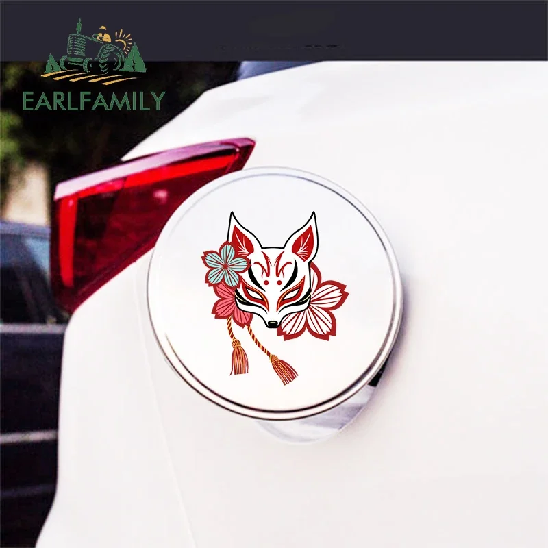 EARLFAMILY 13cm x 11cm Japanese Fox Mask Auto Car Stickers and Vinyl Car Body Bumper Occlusion Scratch Decals DIY Car Wrap