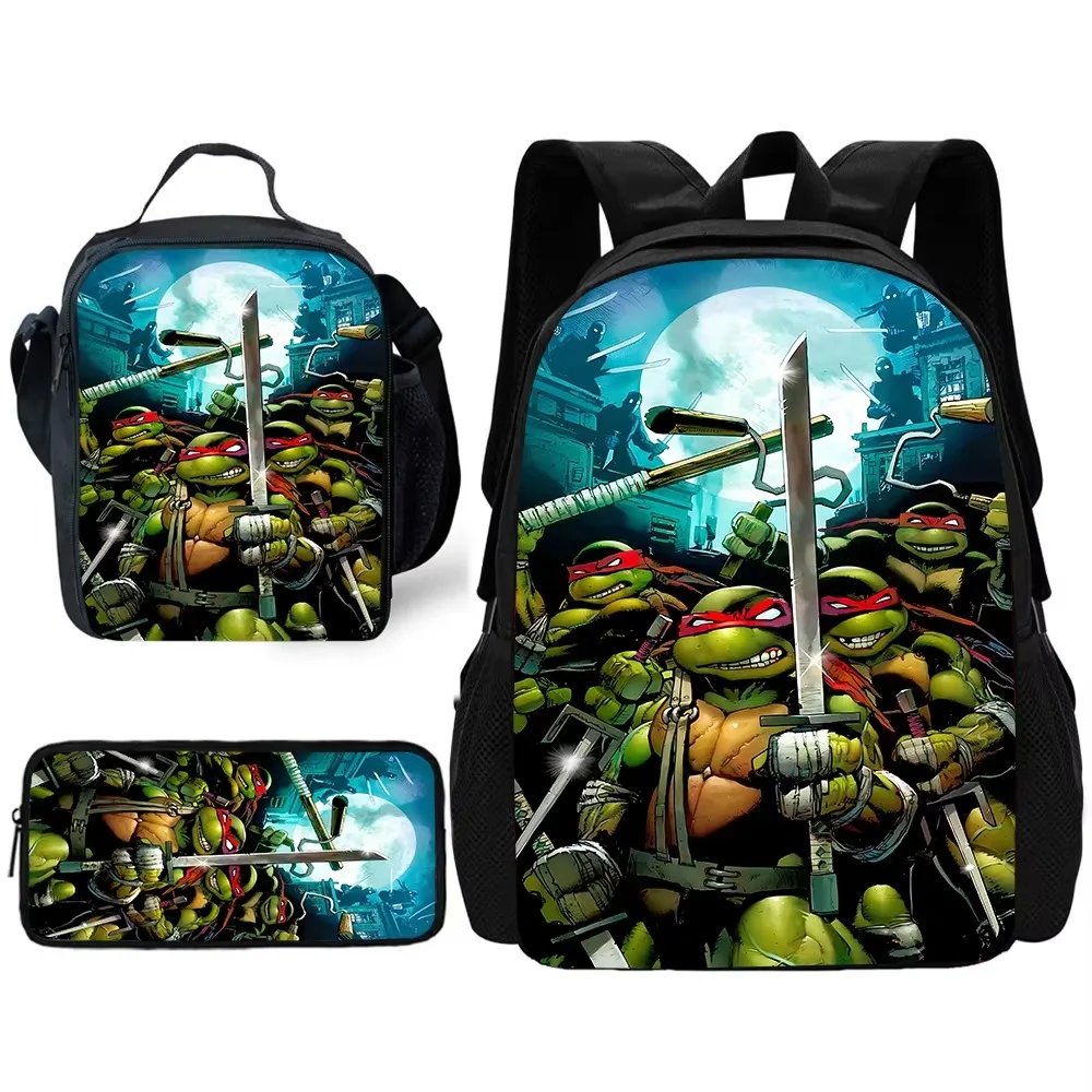 

Teenages Mutants Ninjas Turtles Child School Backpack with Lunch Bags ,Pencil Bags ,School Bags for Boys Girls Best Gift