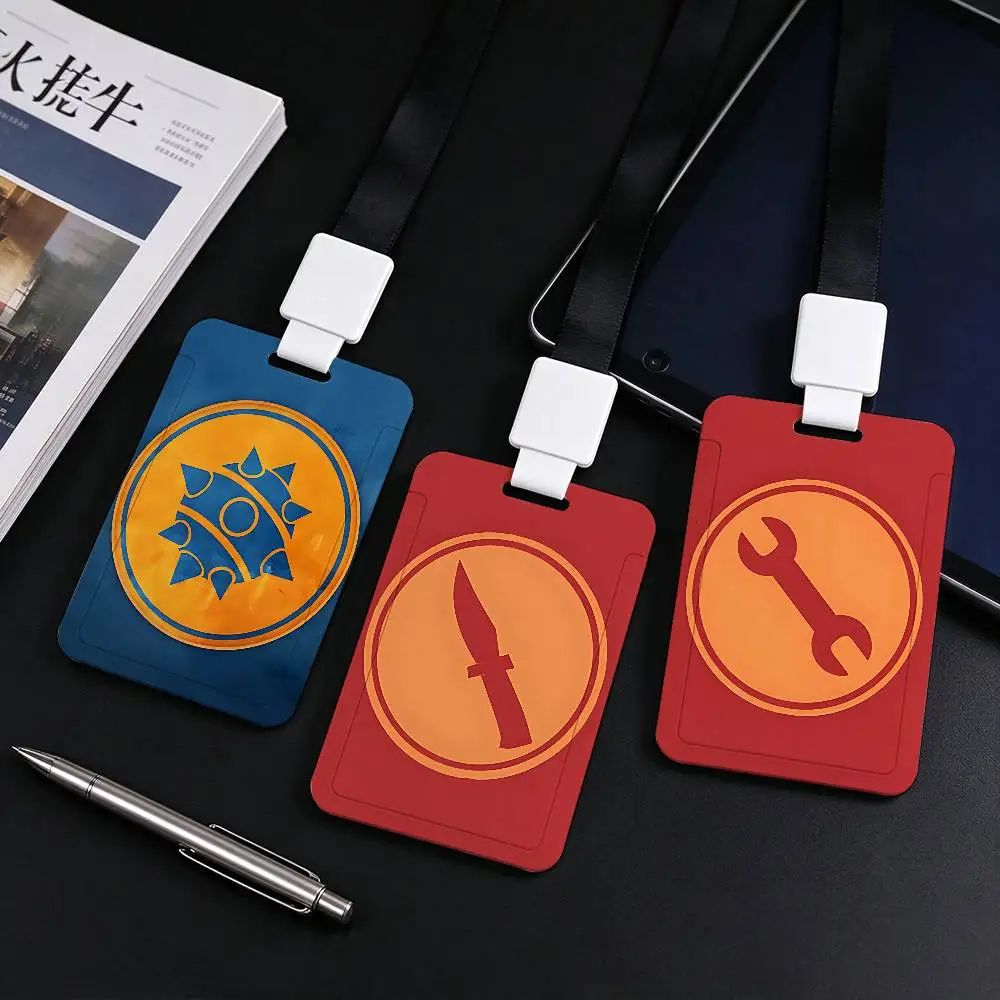 Red And Blue-D-Demoman Emblem NFC Contactless Sliding Card Sleeve For Student Cards, Bus Cards, ID Cards, And Work Permits
