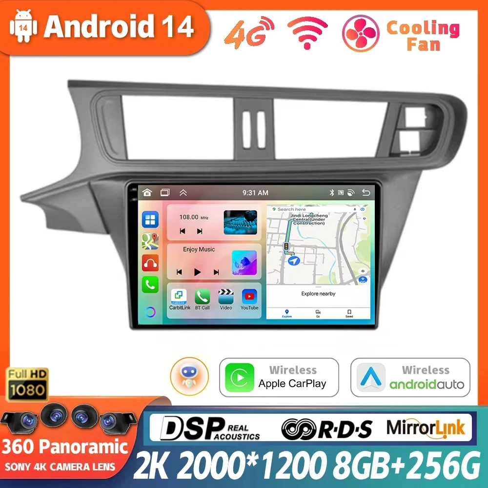 Android 14 For Citroen C3-XR 2010-2018 Car Radio Multimedia Video Navigation Stereo GPS Carplay Auto 360 Camera Head Unit 4G BT