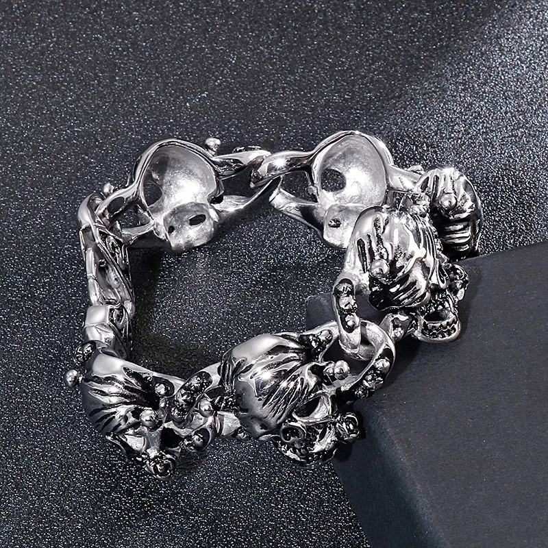 Punk Navigation Pirates Bracelet Skull Men's Bracelet Cool Biker Hip Hop Waterproof Jewelry