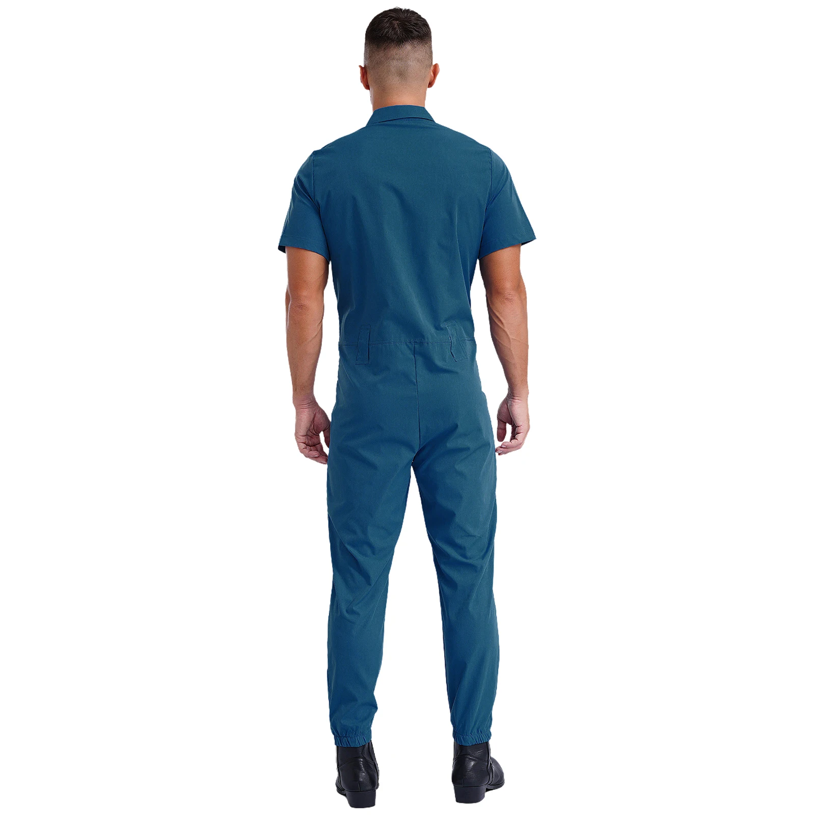 Mens Work Jumpsuit Zip-Front Coverall Casual Overalls Work Wear Rompers Full Leotard with Pockets for Factory Workshop Uniform