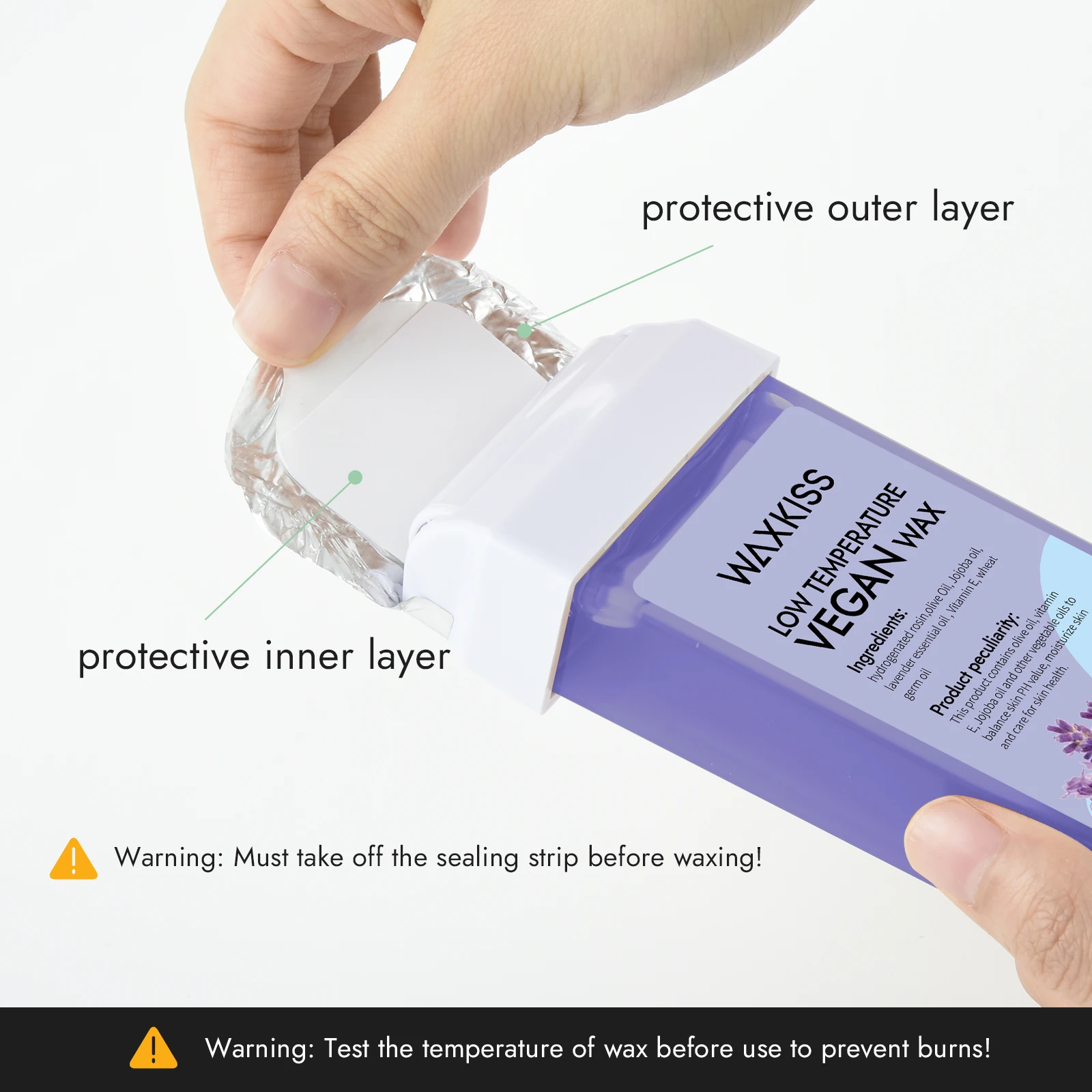 59Pcs Roll-On Wax Warmer Kit with EU Plug, Lavender Gentle Hair Removal Wax For Full Body Arms Legs Large Area Summer Depilation