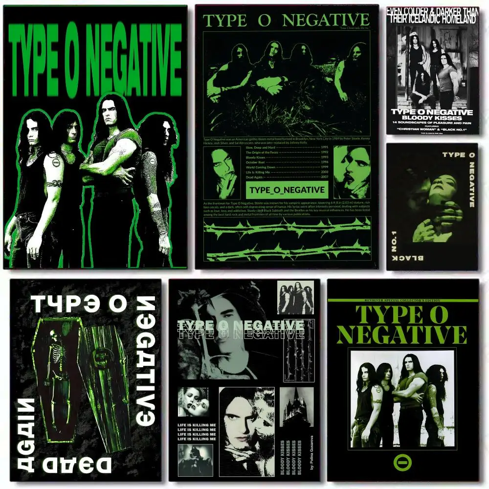 

Hot Band T-type O Negative Painting Calligraphy Canvas Posters Wallart for Living Room Painting Decoration Room Wall Decor