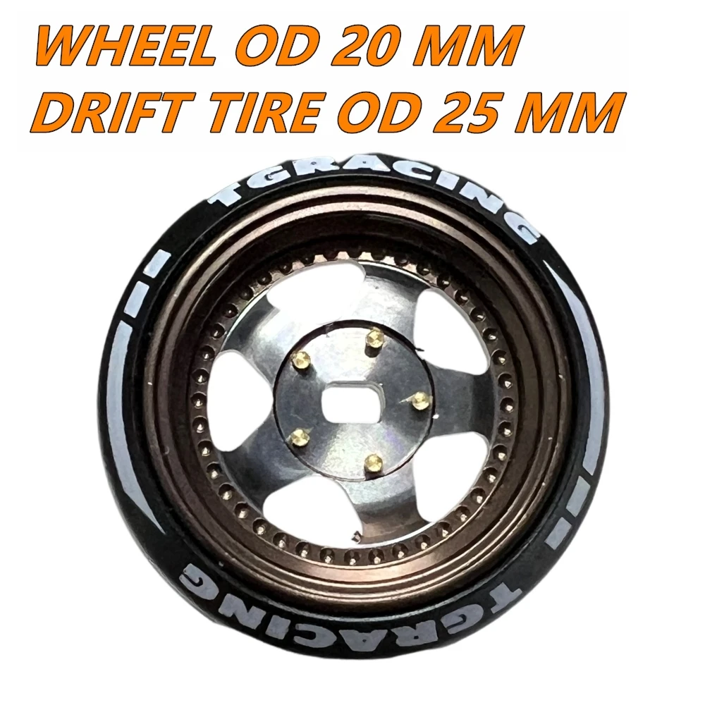 LS Studio LSD 1/27 CNC AWD Wheel (OD 20MM) GOLD 2PCS LS-WH-02-G