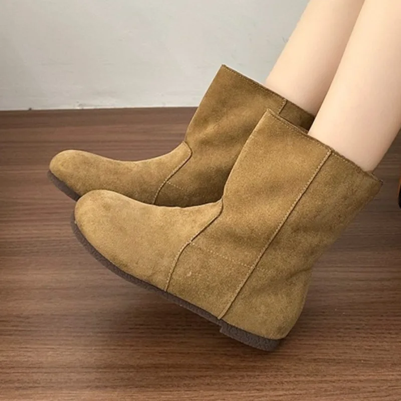 موضة الجلد المدبوغ النساء الشقق أحذية بوت قصيرة مصمم جديد 2025 أحذية الشتاء أنيقة حذاء من الجلد غير رسمي الكلاسيكية المشي Zapatos Mujer #5