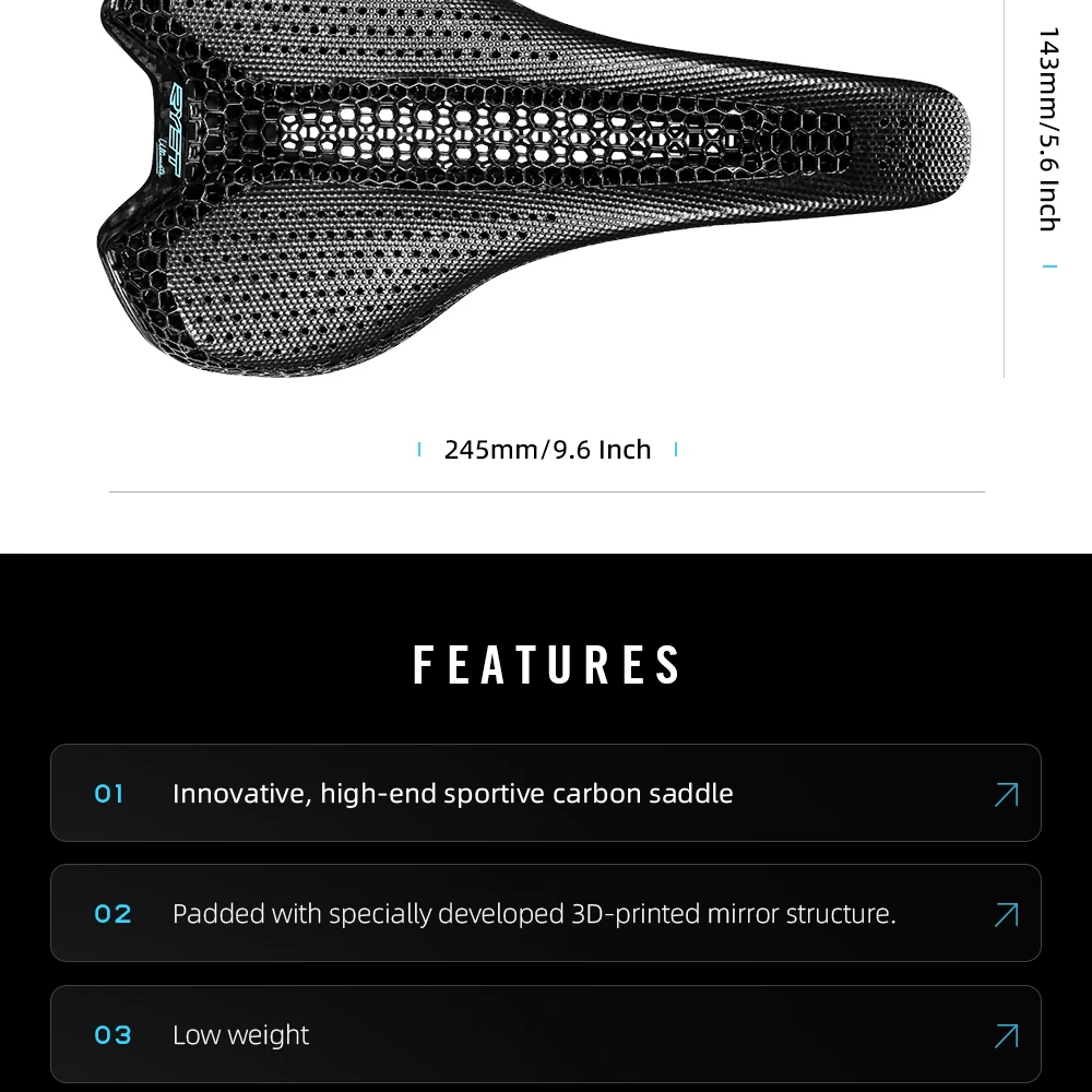 RYET Ultraleichter Carbon 3D-Gedruckter Fahrradsattel 190g/210g 7*9 Fahrrad-Sitzkissen für Rennrad MTB Mountain Gravel Radzubehör – Detail 7