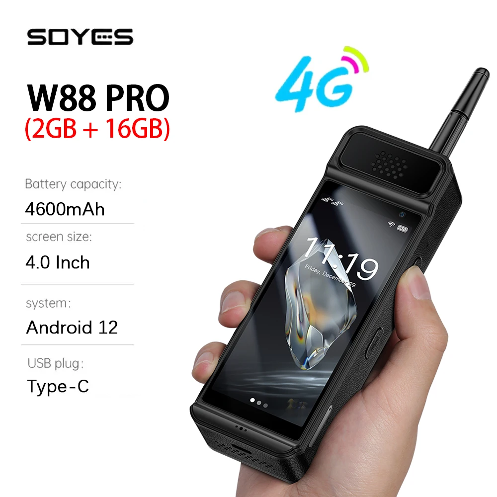 SOYES-teléfono inteligente W88 Pro 4G, Smartphone Mini con Android 12, 4,0 pulgadas, 2GB + 16GB, 4600mAh, identificación facial, FM, GPS, OTG,