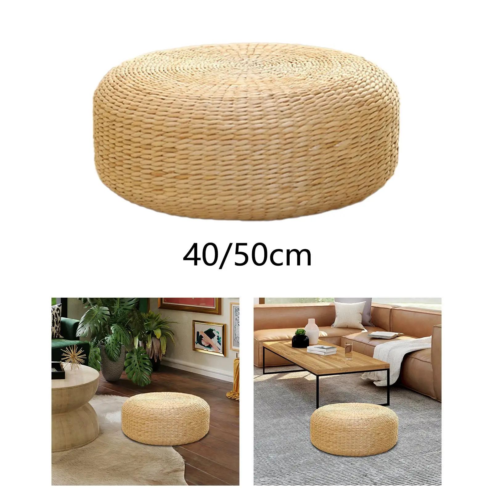 Rattan Floor Pillow Japanese Style Leisure Decor Handmade Tatami Seat Cushion for Indoor Tea Ceremony Floor Office Balcony