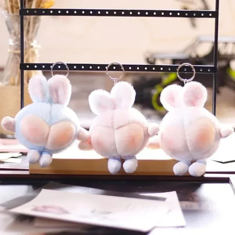 Funny Peach Bunny Butt Keychain Cute Keychain Decoration Charm for Purse Backpack Hanging Decor Small Gift Photo Props