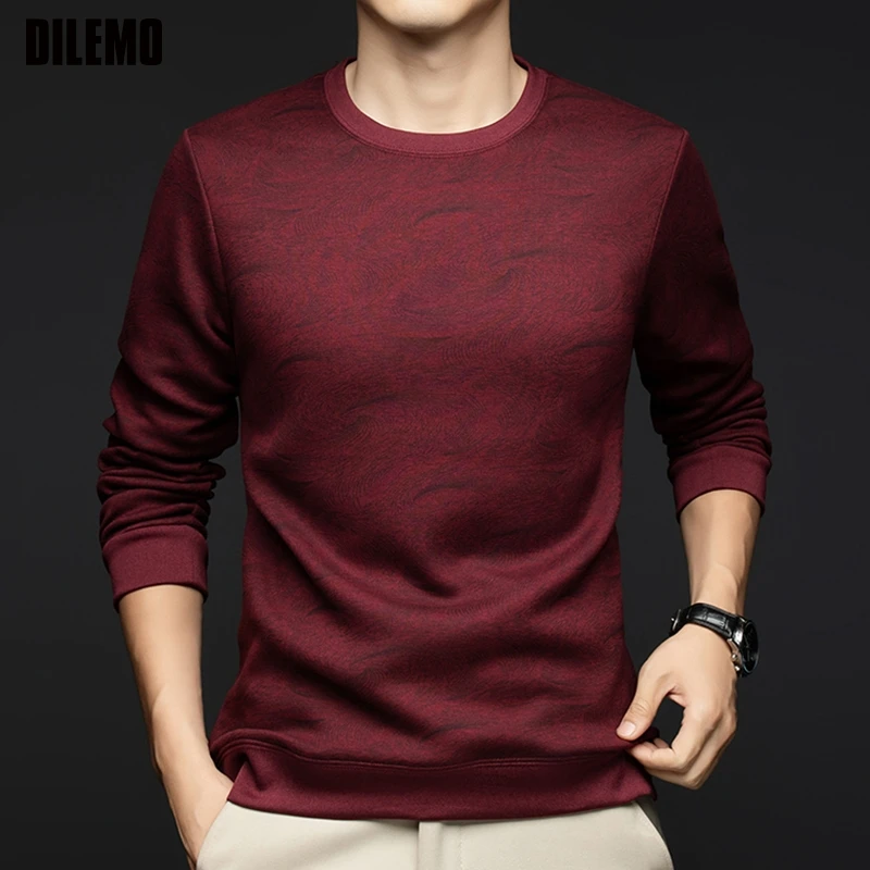 أعلى درجة الصوف + التوت الحرير العلامة التجارية الجديدة الشارع عارضة الأزياء Crewneck البلوز المخملية هوديس بلوزات ملابس للرجال