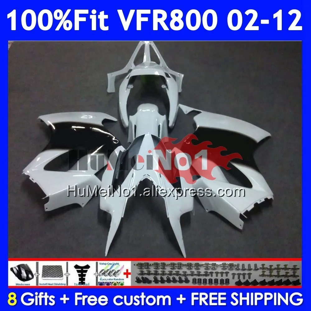 Interceptor For HONDA VFR800 VFR 800RR 800 RR 2002 2003 04 2005 2006 2007 46No.19 VFR800RR White West 08 09 10 11 12 Fairings