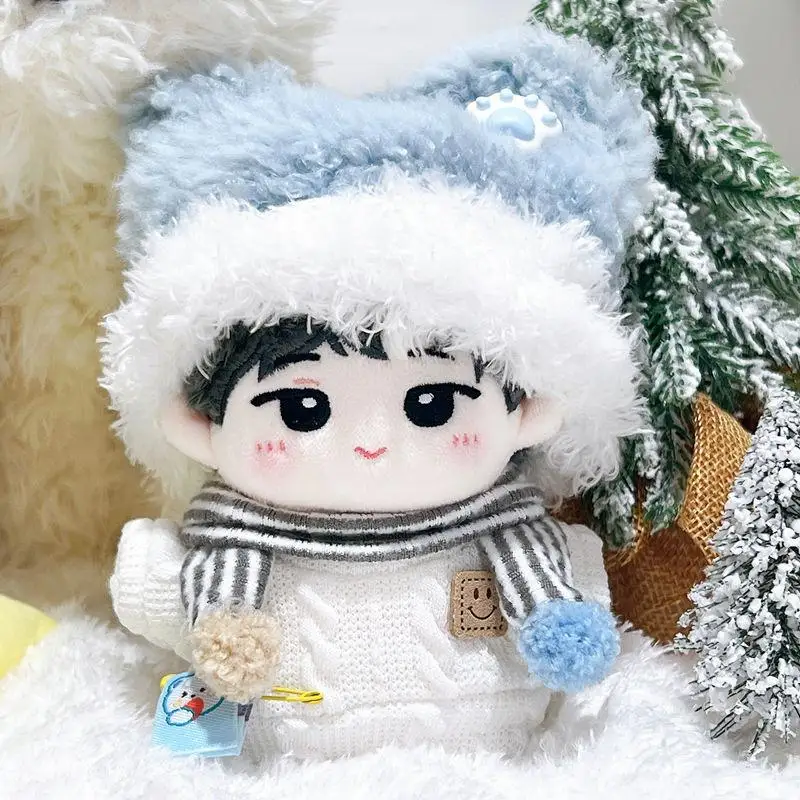 10Cm Cotton Doll Sweater Cute Winter Hat Puff Plush Starfish Dress-up Doll Scarf for Christmas decoration