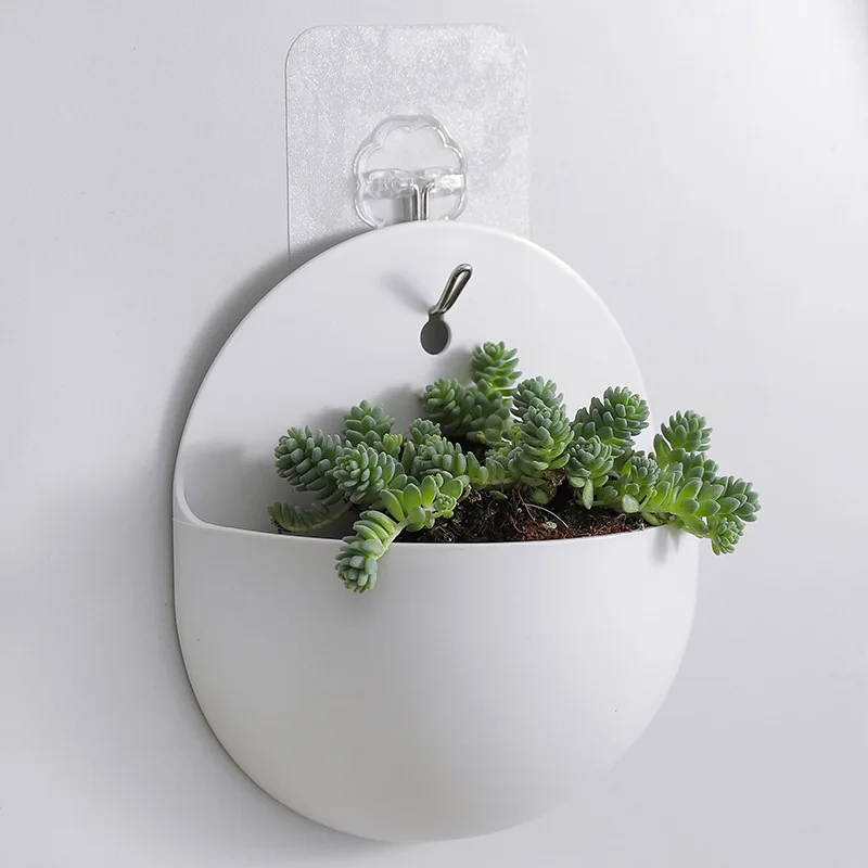 Garden Style Wall Hanging Plant Pot, Plastic Floating Levitating Plant Vase, Wall Mounted Storage Organizer, for Living Room