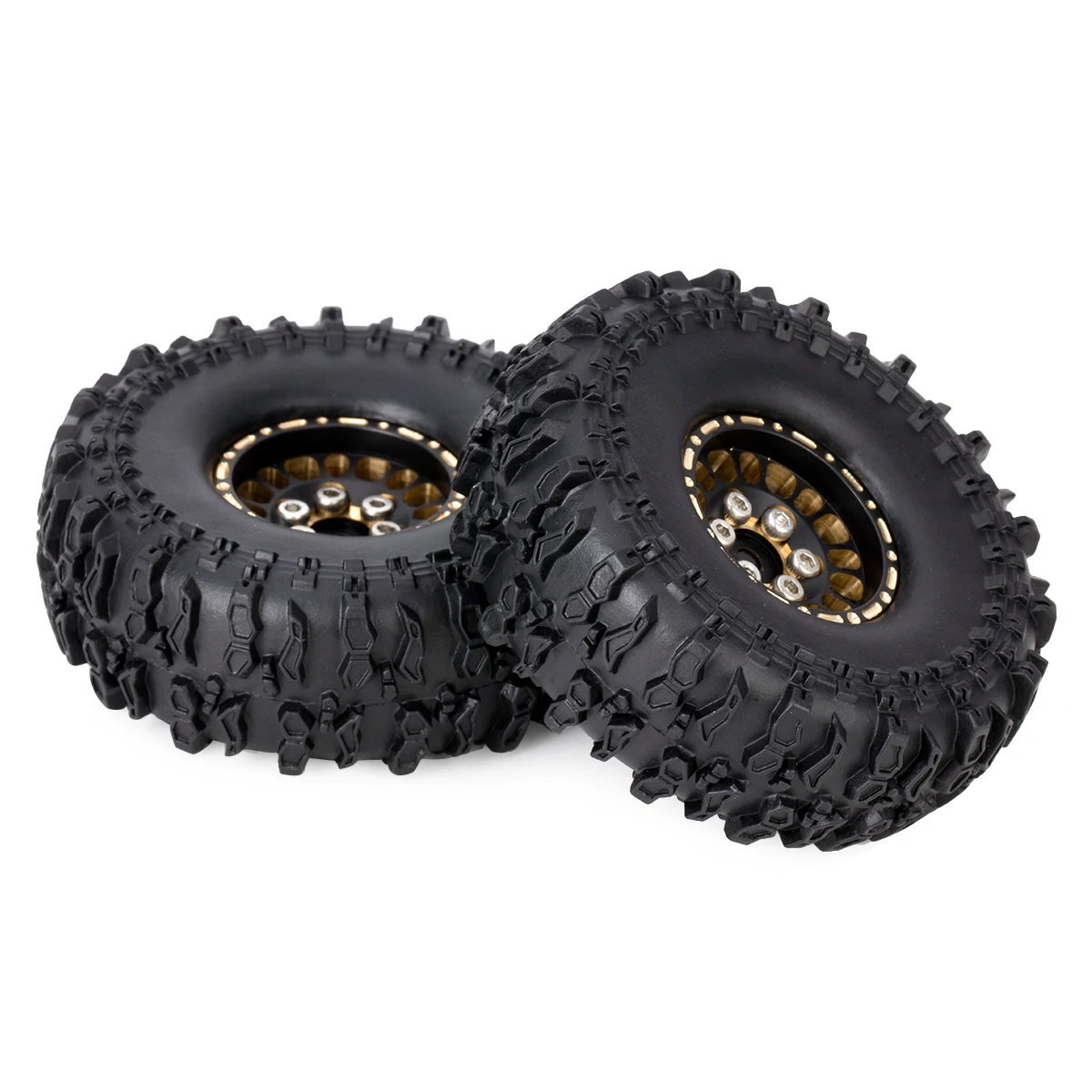 4個入り 1.0インチ 真鍮製ビードロックホイールハブリムタイヤセット 62*22mm 1/24 RCクローラーカー Axial SCX24 AX24 FCX24 アップグレード用