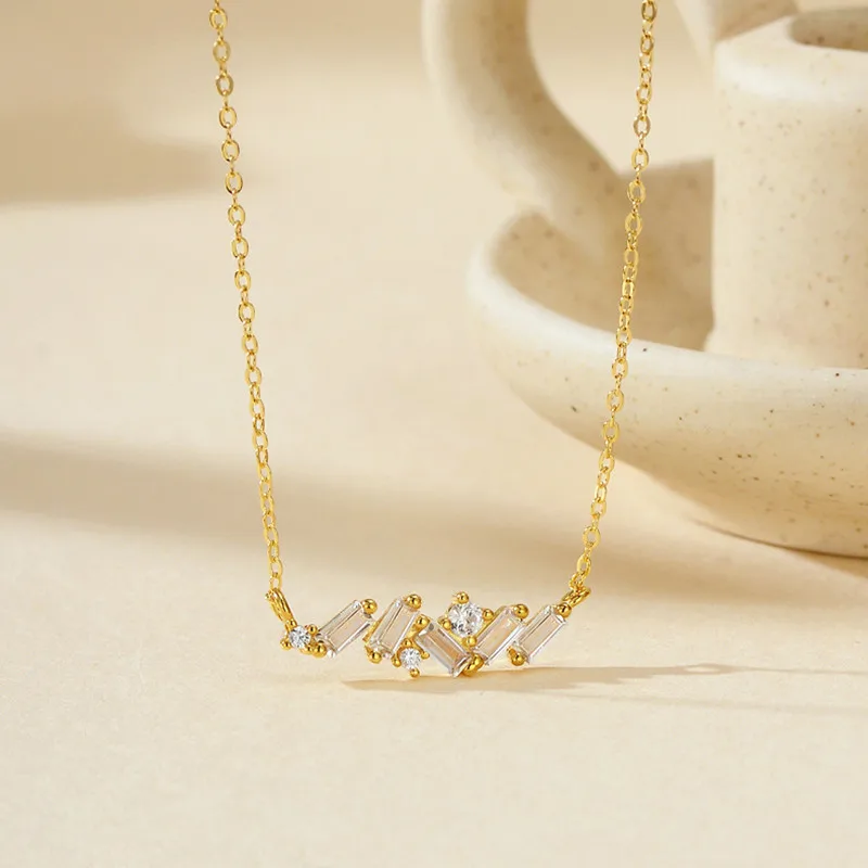 

Женское ожерелье из стерлингового серебра 925 пробы с позолоченным цирконом, нерегулярное сращивание, популярные модные украшения, аксессуары для вечеринок