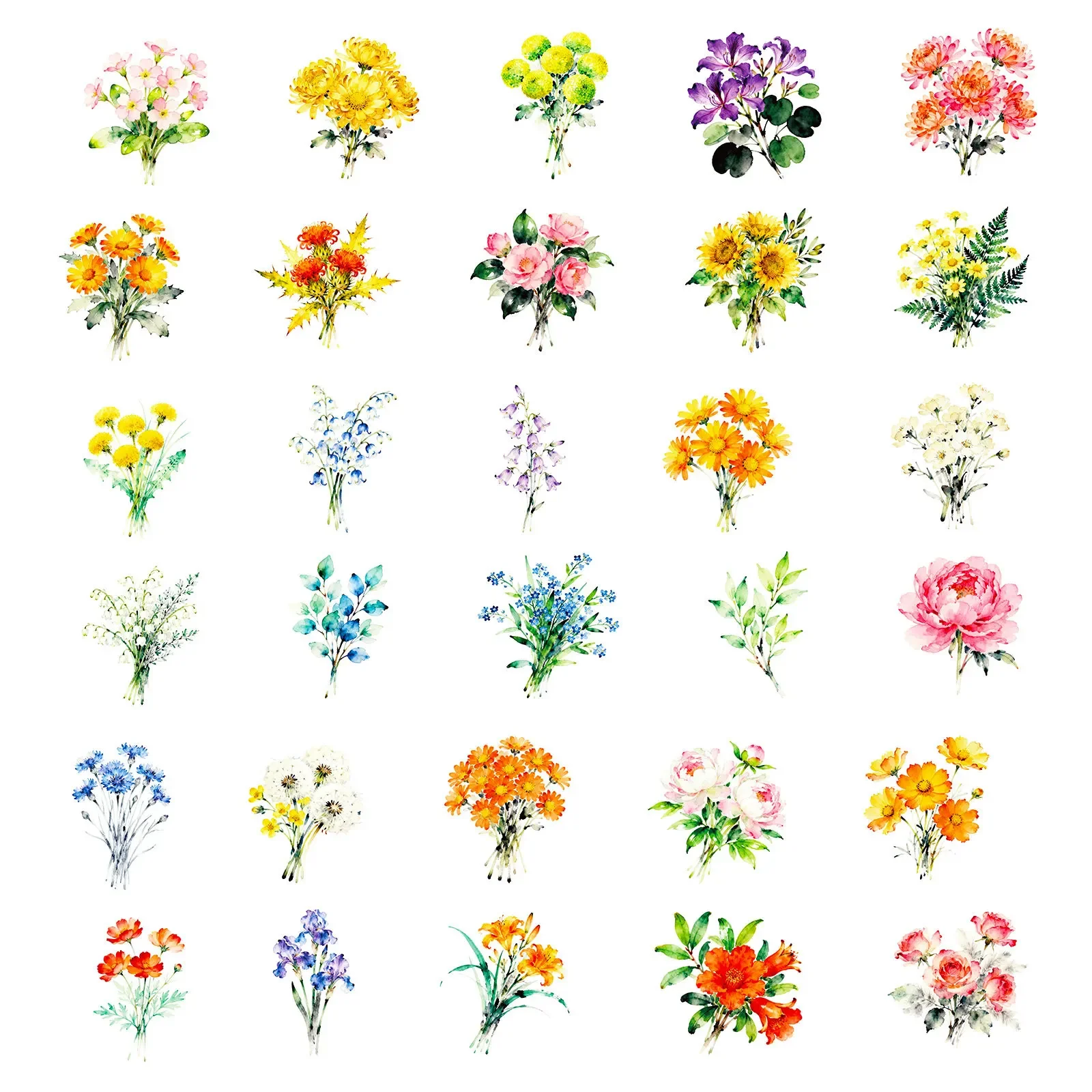 Autocollants de dessin animé fleurs aquarelle, 56 pièces, belles fleurs, Graffiti, décalcomanie, tasse de téléphone portable, guitare amusante, cadeaux de fête pour enfants, DIY bricolage