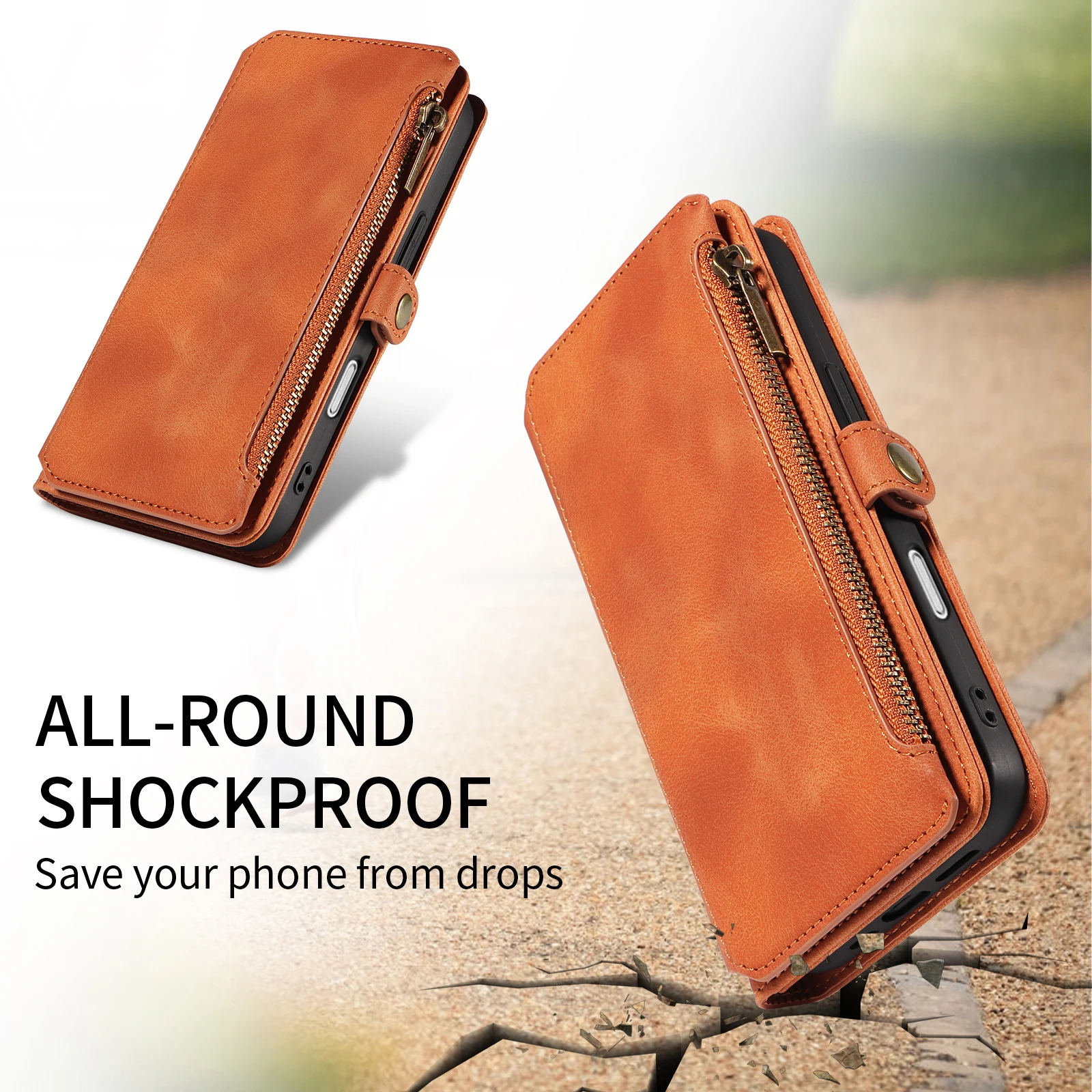 Etui z klapką na iPhone 17 16 15 14 13 12 11 Pro Max X XS PLUS AIR Portfel Skórzany na Karty Pokrowiec na Telefon — zdjęcie produktu 3