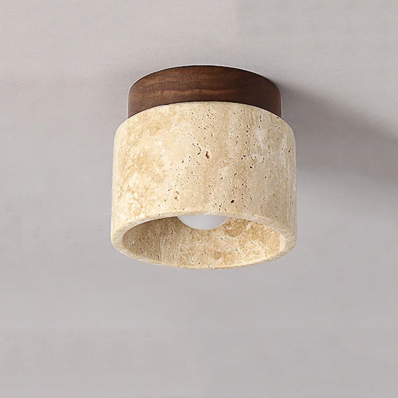 Imagem -04 - Estilo Japonês Wabi-sabi Estilo Lâmpada Led Teto Lâmpada de Pedra Caverna Amarela Estilo Creme Retro Entrada Varanda Corredor Lâmpada Corredor