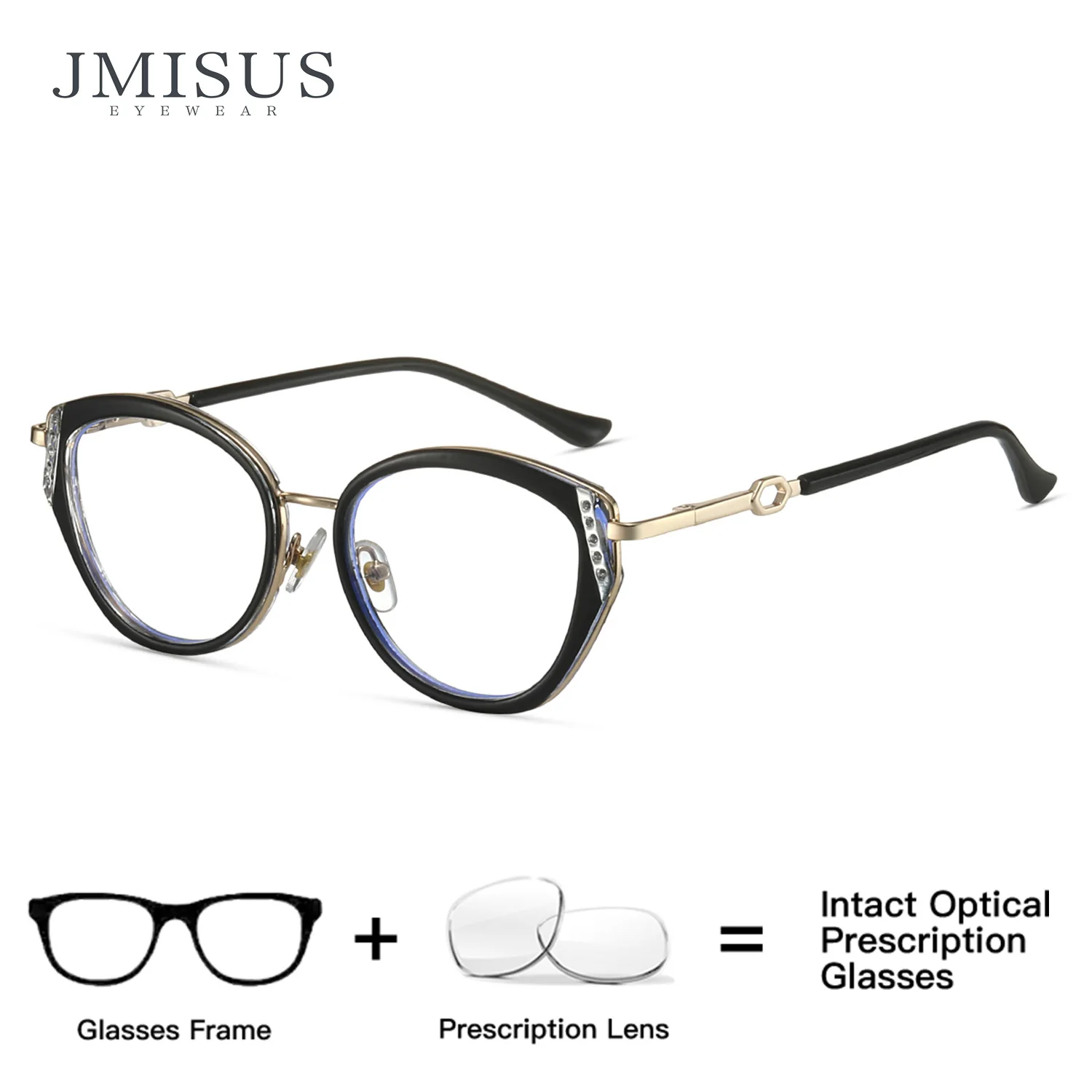 

JMISUS Woman Cat Eye Progressive Multifocal Glasses High-Quality Metal Anti-Blue Light Photochromic Prescription Eyewear