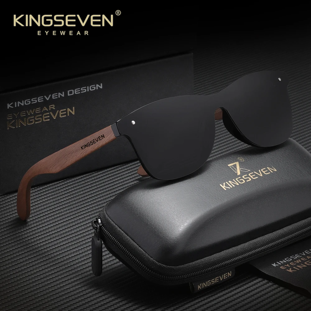 

KINGSEVEN Brand Polarized Walnut Wood Sunglasses For Men UV400 Fashion Women Design Colorful Sun Glasses Mirror Shades