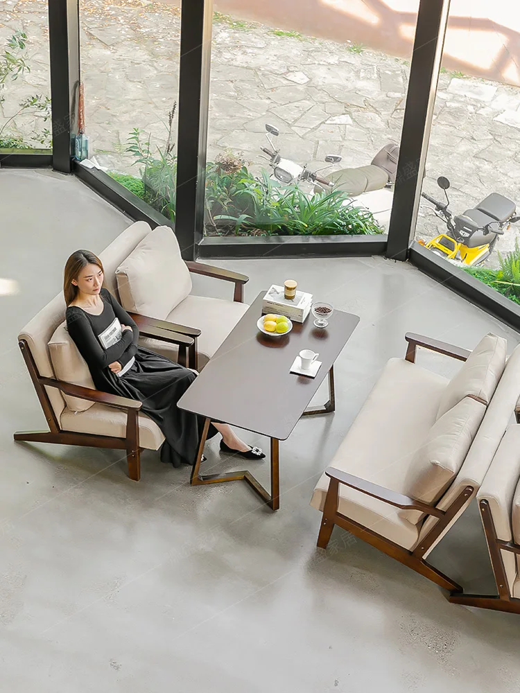 

Internet celebrity book bar milk tea shop table and chair combination