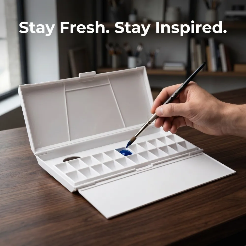 24 Grids White Painting Palette Box Plastic Lightweight Watercolor Mix Tray Folding Pigment Box Watercolor Pigment Mixing