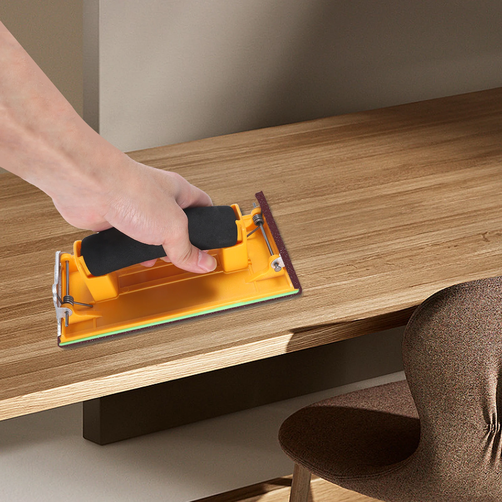 

Handheld Sand Rack Polishing Grinding Tool Sandpaper Holder Yellow Wet Dry Grip