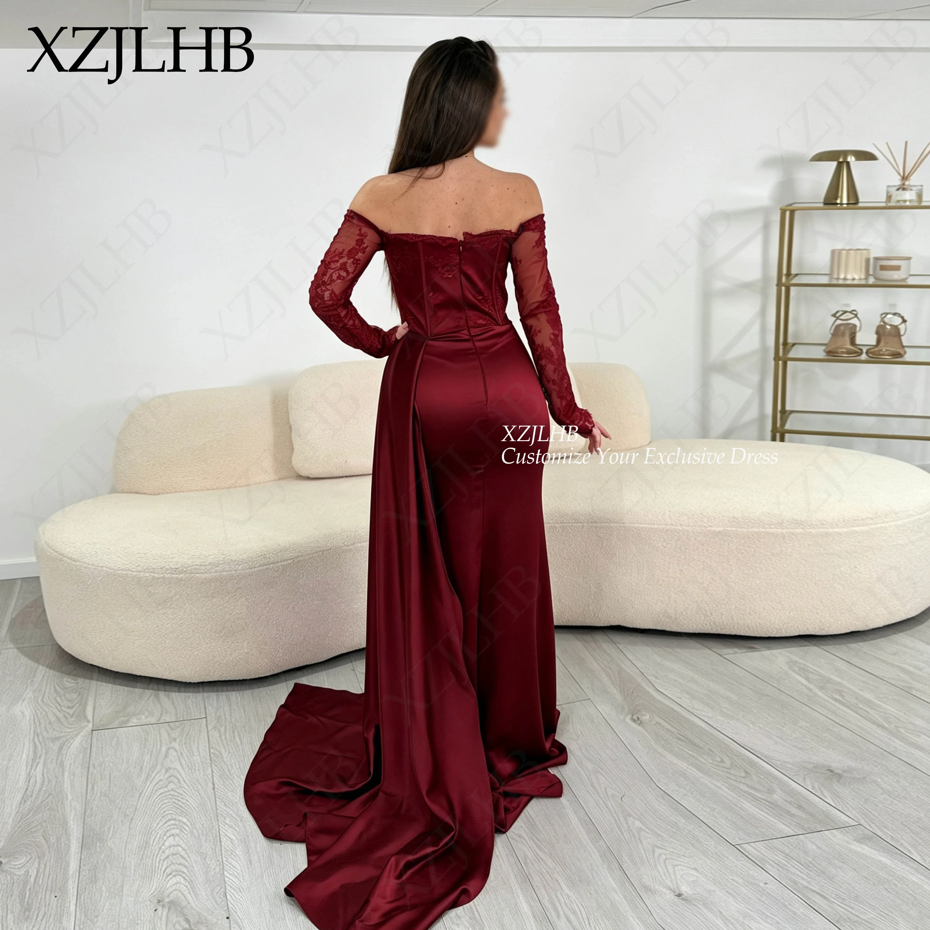 XZJLHB Satin Personalized Evening Dresses Mermaid Backless Elegant فساتين سهرة Regular Sleeves Corset 2026 Formal Party Gowns