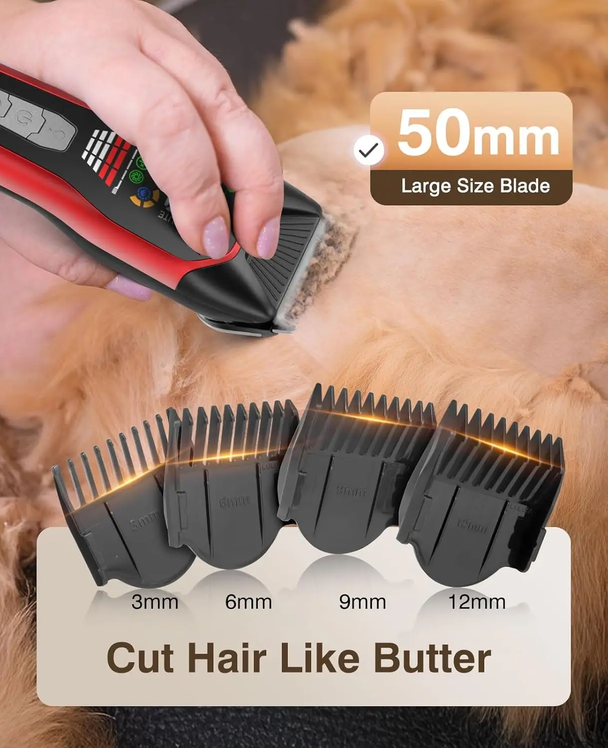 Professional Dog Hair Clipper 2-Speed Quiet Cordless Pet Shaver for Heavy Thick Coats Grooming Tools for Horse Sheep Cat Dog