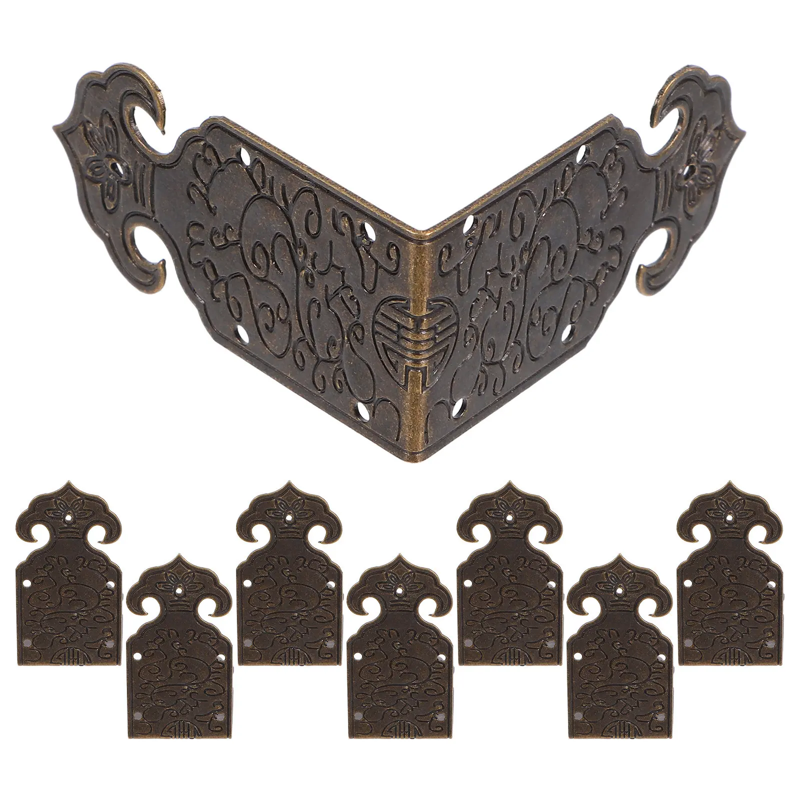 

8Pcs Copper Vintage Metal Corner Guards Decorative Corner Protectors for Jewelry Boxes Wooden Box Edge Safety Guards DIY