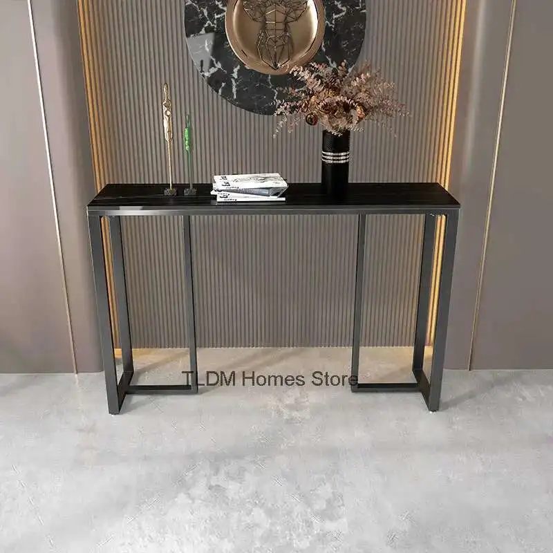 

Rock Slab Console Tables for Hallway Nordic Household Entry Console Table Light Luxury Wrought Iron Hotel Corridor Hallway Table