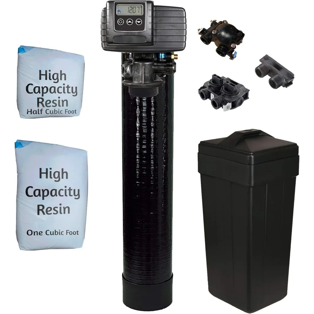 

AFWFilters 5600sxt Metered On-demand 48,000 Grain Water Softener with brine tank, bypass and 1" adapters