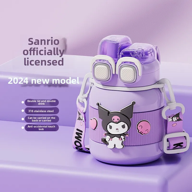 

Sanrio Officially Licensed Coffee Thermos Cup - Dual-Drink Straw, Stylish, Portable for Office, Water Bottle for Girls