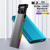 M.2 SSD Storage Box RGB Ambient Light NVMe/NGFF Dual Protocol External Hard Drive20G Tool-free Computer Removable Hard Drive Box