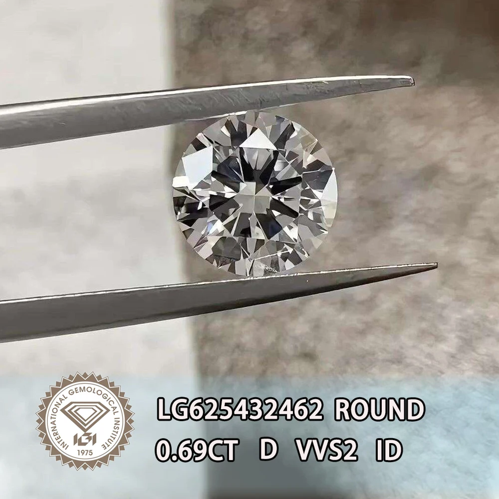 0.69 CT قطع مستديرة D اللون VVS2 وضوح IGI معتمد مختبر نمت الماس CVD HPHT الماس فضفاض لمجوهرات الماس المخصصة