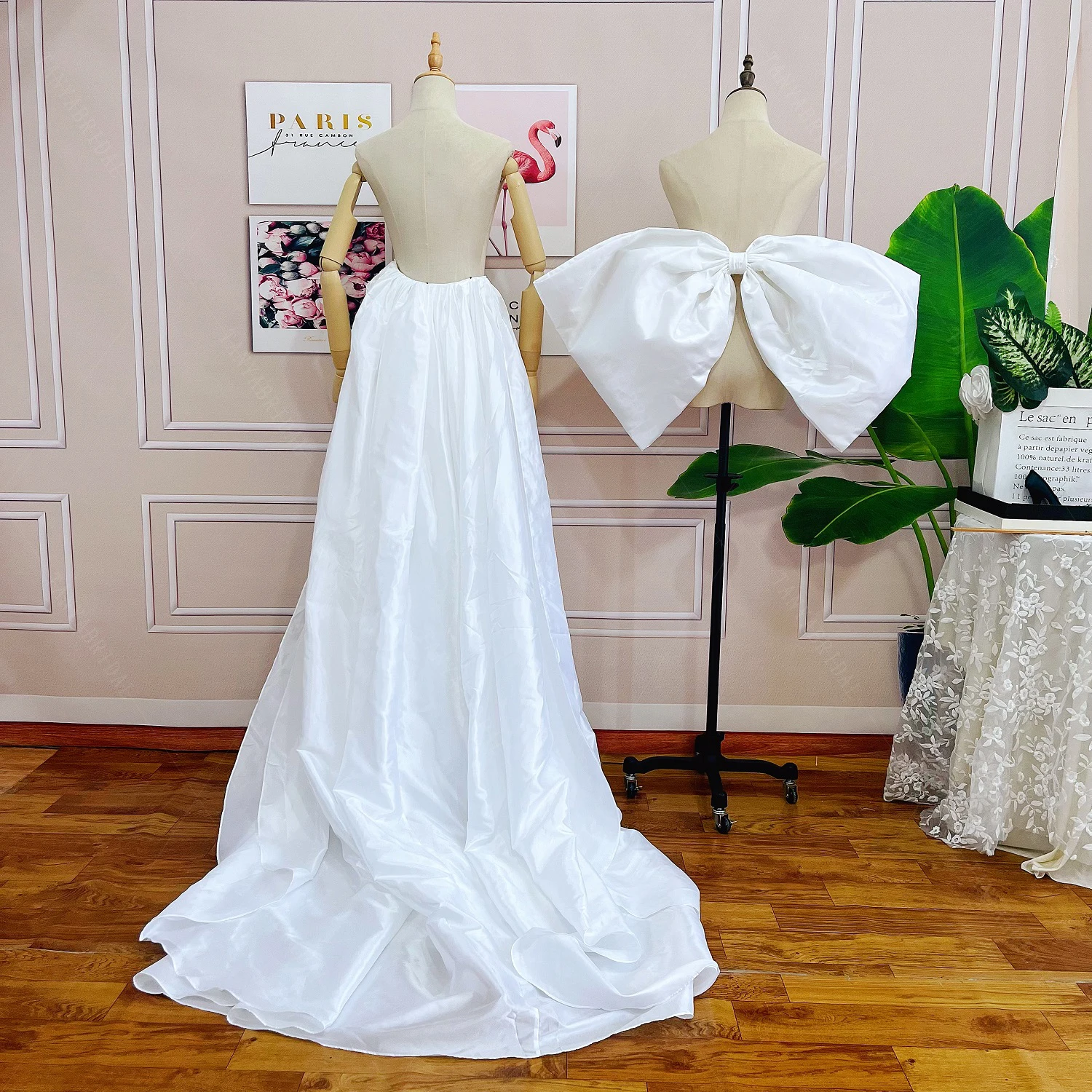 

Pink Taffeta Fashion Bow Cape With Long Train Romantic Detachable Puff Wrap Chic DJ203