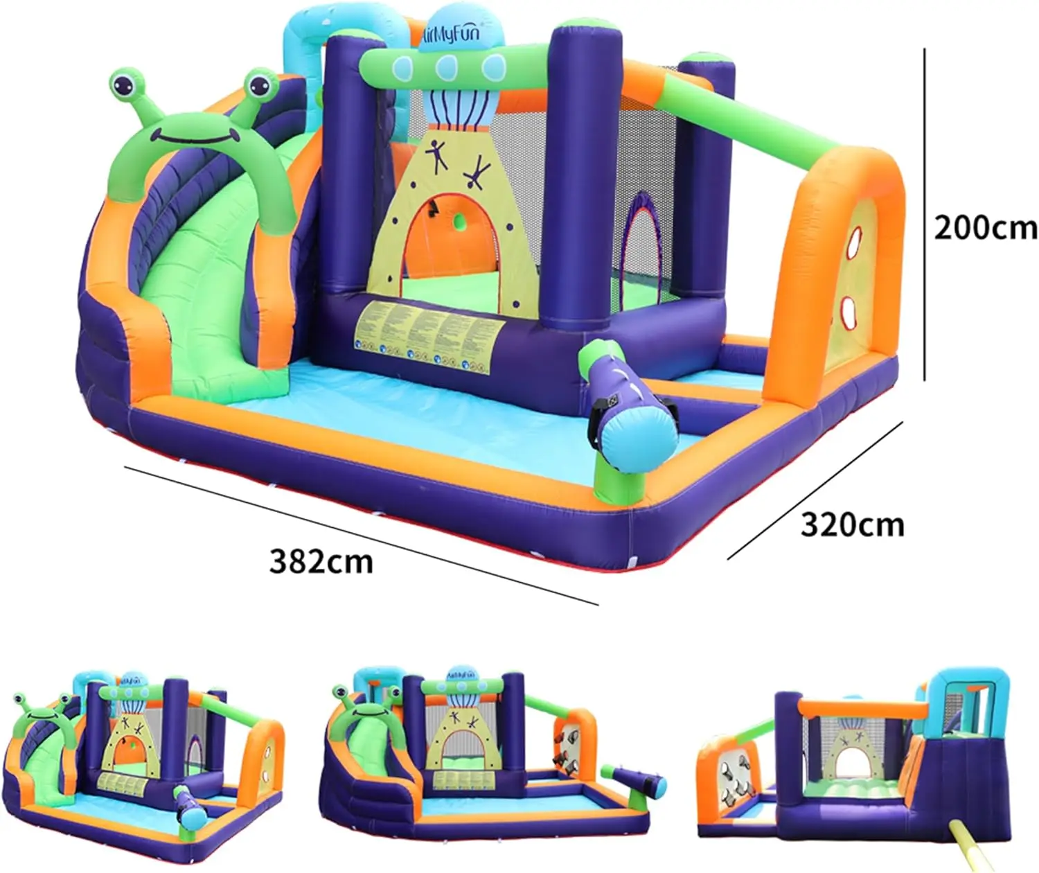 HECCEI巨大インフレータブルウォーターバウンスハウス（トランポリン、ウォータースライダー、プール付き）、750W送風機とキャリーバッグ付き